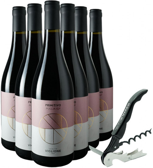 Primitivo-Paket + Gratis-Kellnermesser - Tenuta Viglione