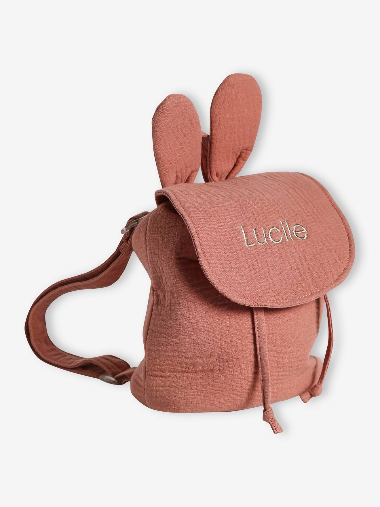 Vertbaudet Kinder Rucksack mit Ohren, personalisierbar - graubeige