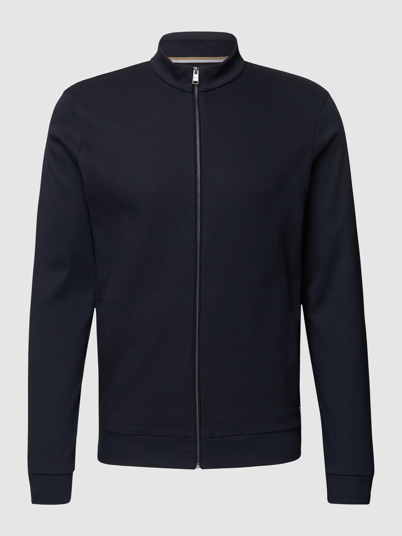 Sweatjacke mit Strukturmuster in dunkelblau