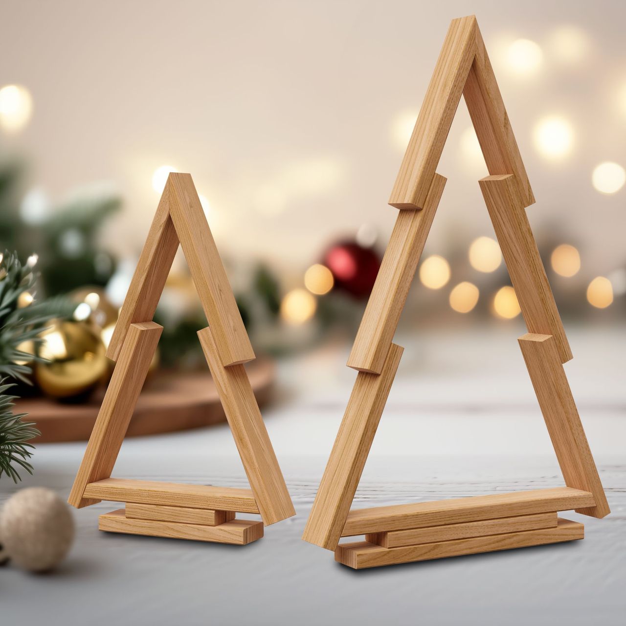 Pemicont Floranica Tannenbaum 2er-Set aus Kiefernholz Holztannenbäume - Natur