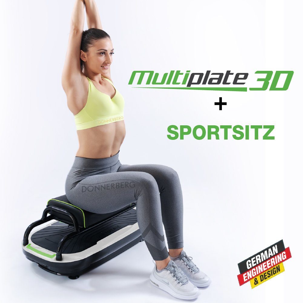 Donnerberg Vibrationsplatte Thera MP-888 SET, 1000,00 W, 32 Intensitätsstufen, (SET, 2 tlg., mit Sportsitz und Trainingszubehör), 3D Multiplate + Sportsitz + Fernbedienung und Trainingszubehör