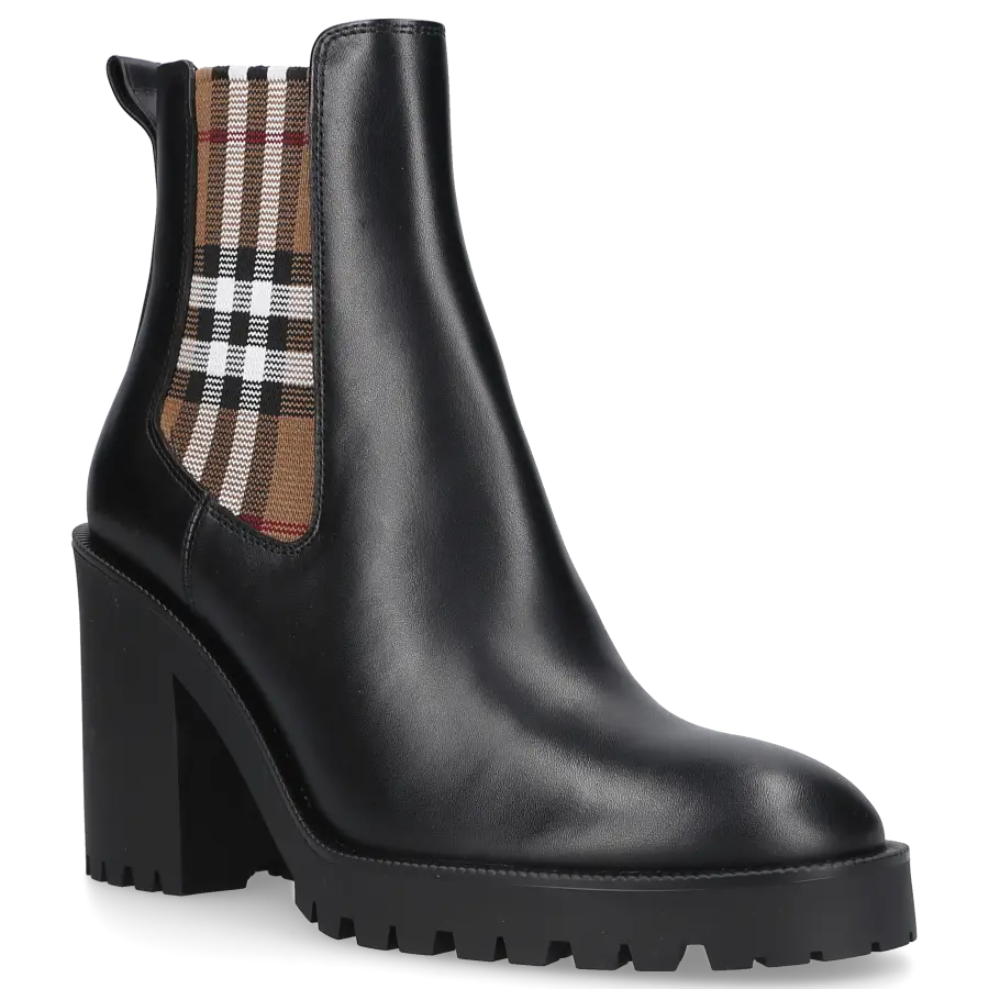 Burberry - Stiefeletten CHECK PANEL Kalbsleder - schwarz