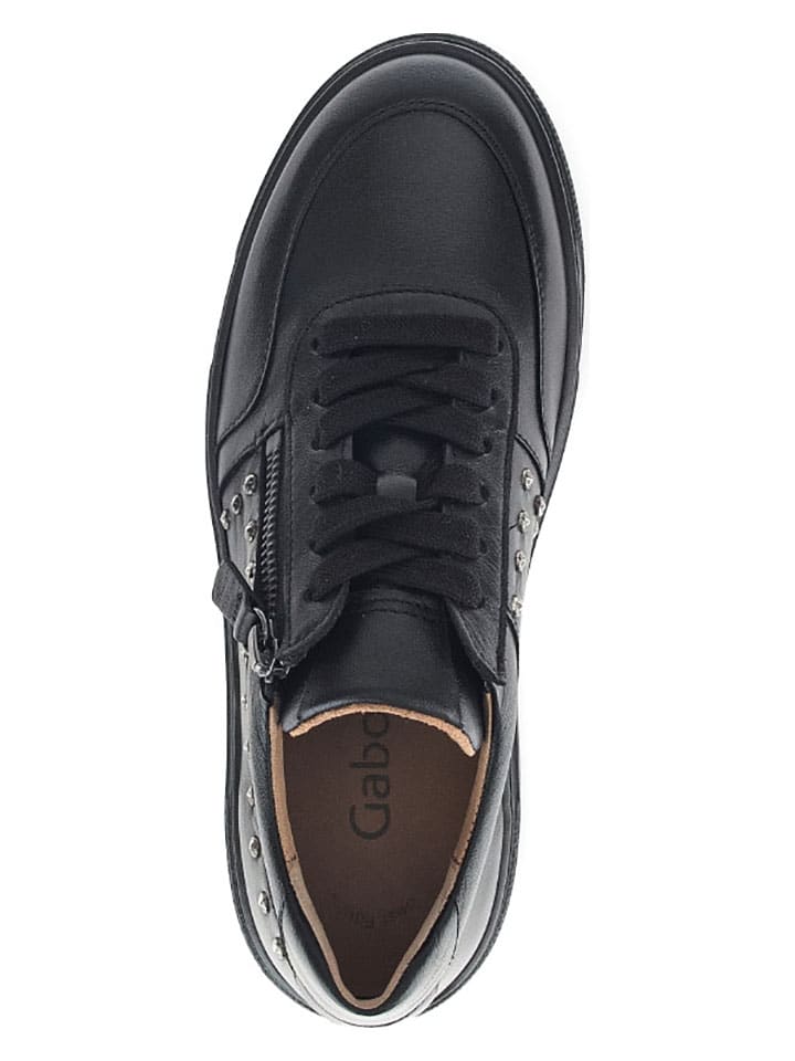 Gabor Leder-Sneakers in Schwarz günstig kaufen