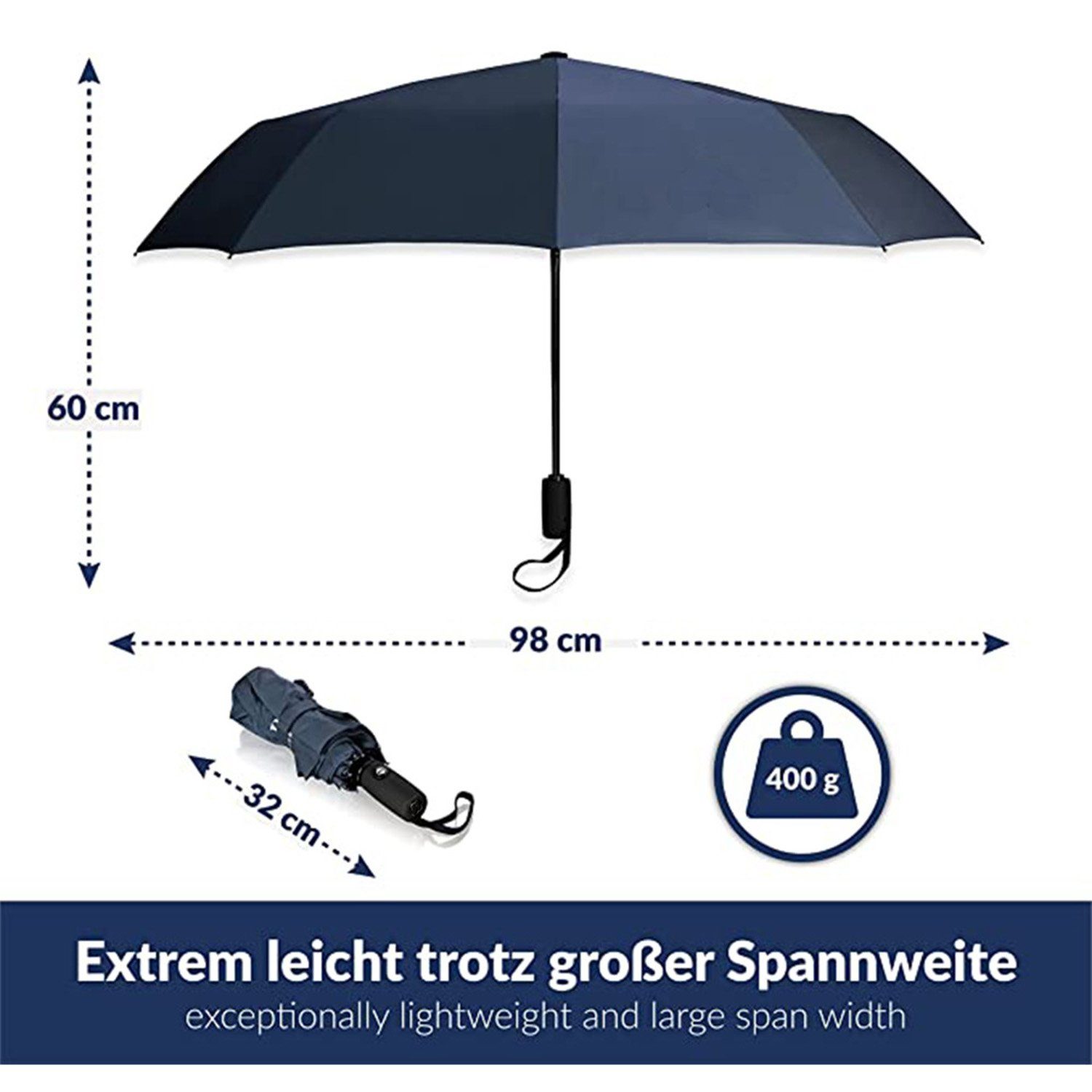 FIDDY Sonnenschirm Vollautomatischer Herren-Regenschirm, supergroßer automatischer Dreifach-Faltregenschirm.