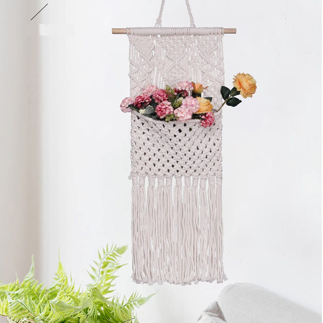 Wandteppich Spitzenwandbehang Wanddekoration 27 cm (Breite) × 82 cm (Länge), FIDDY, Magazinaufbewahrungsbehälter Baumwoll-Wandteppichtasche