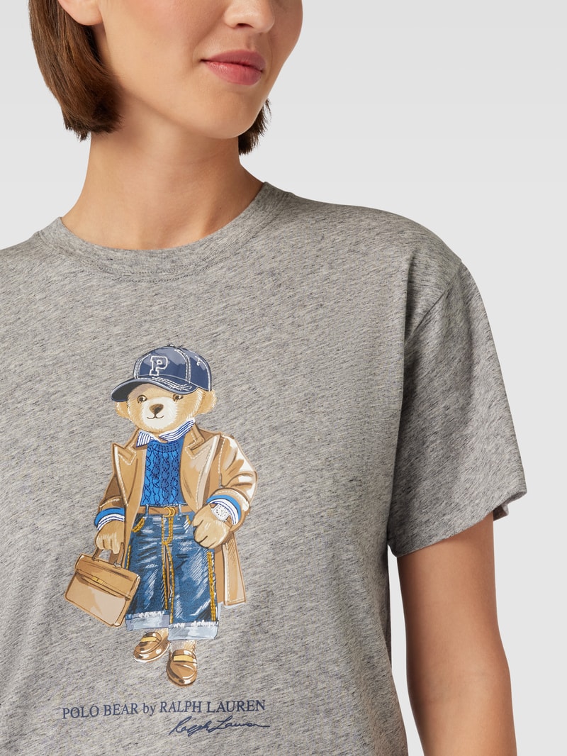 T-Shirt mit Motiv-Print in mittelgrau