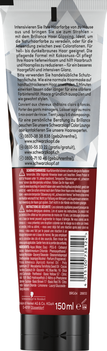 Farb-Glanzbehandlung Glossing Schoko Braun, 150 ml