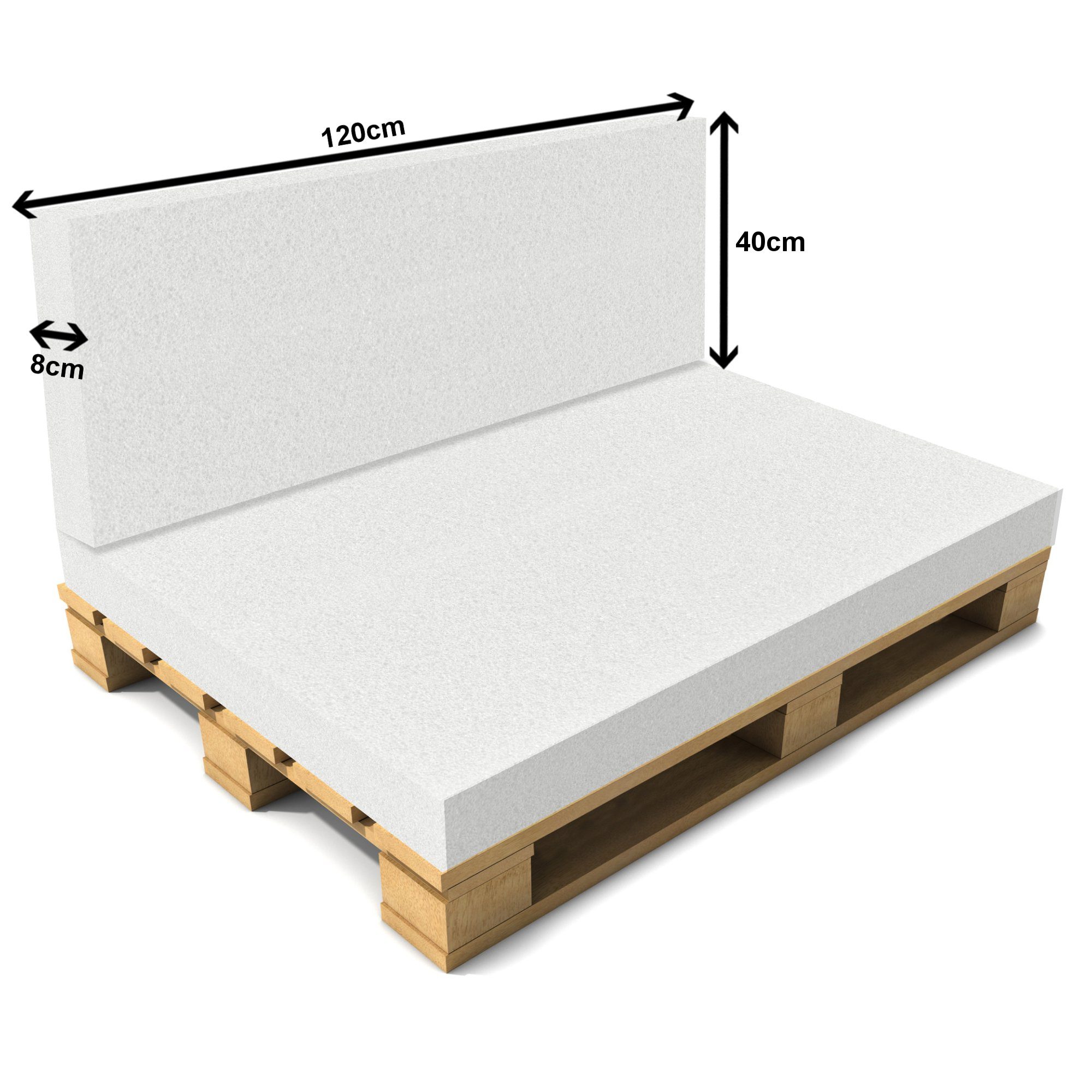 neu.haus Sitzkissen, Valencia Rückenkissen Schaumstoff 40x120x8cm für Palettenkissen