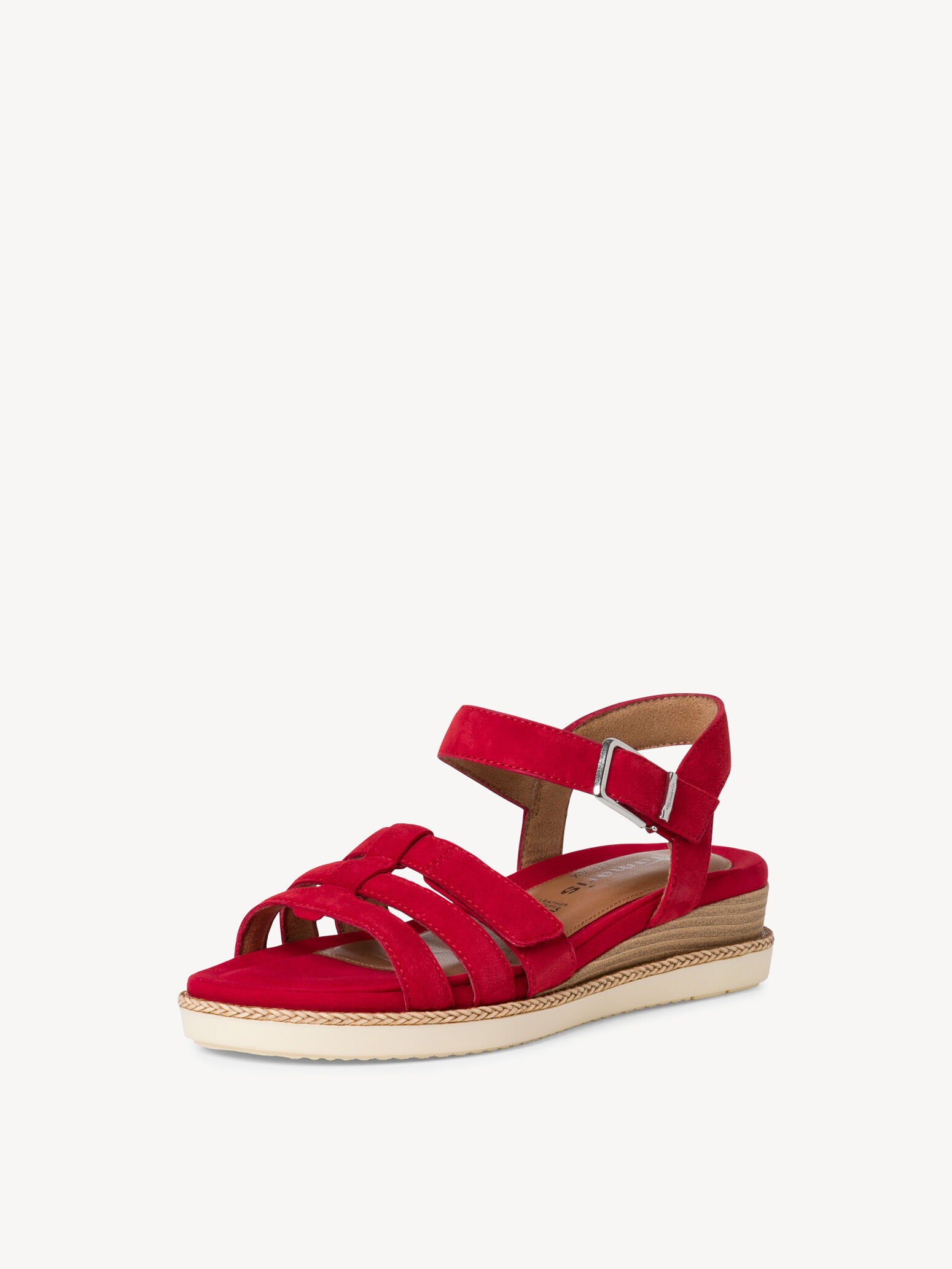 Sandale à talon en cuir - rouge