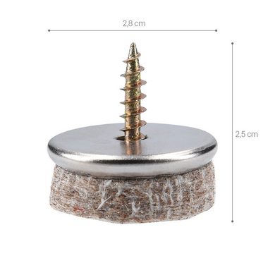 Navaris Möbelfuß 20x Filzgleiter mit Schraube - Stuhlgleiter 28mm - Filz und Metall, (20-St)