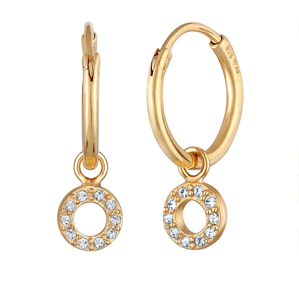 Elli Elli Boucles d'Oreilles Femmes créoles pendentif rond avec cristaux en argent ste Boucles d'oreilles