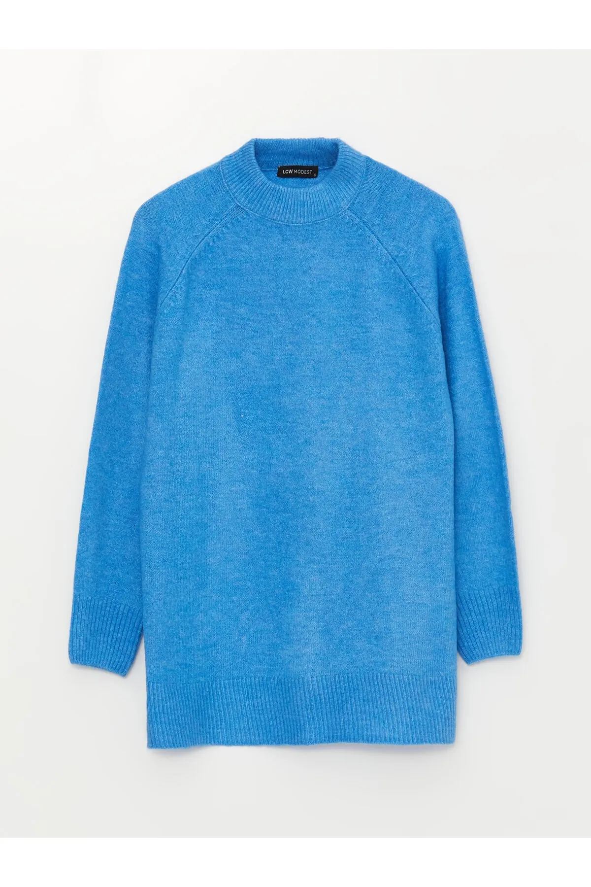 LC Waikiki  Einfarbige, langärmlige Oversize-Stricktunika für Damen mit hohem Kragen
