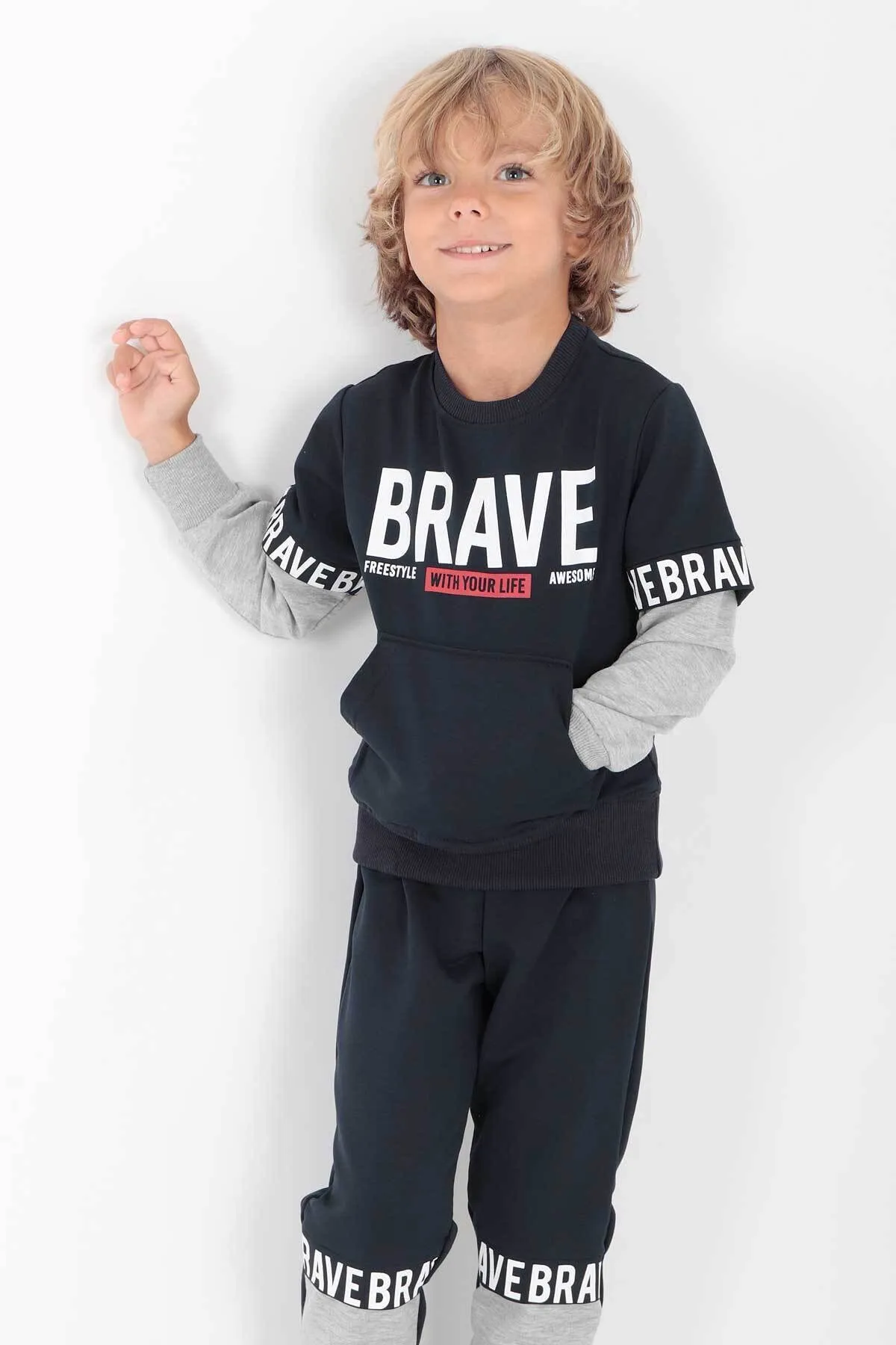 AHENGİM  Bedrucktes Brave-Trainingsanzug-Set für Jungen Ak2231