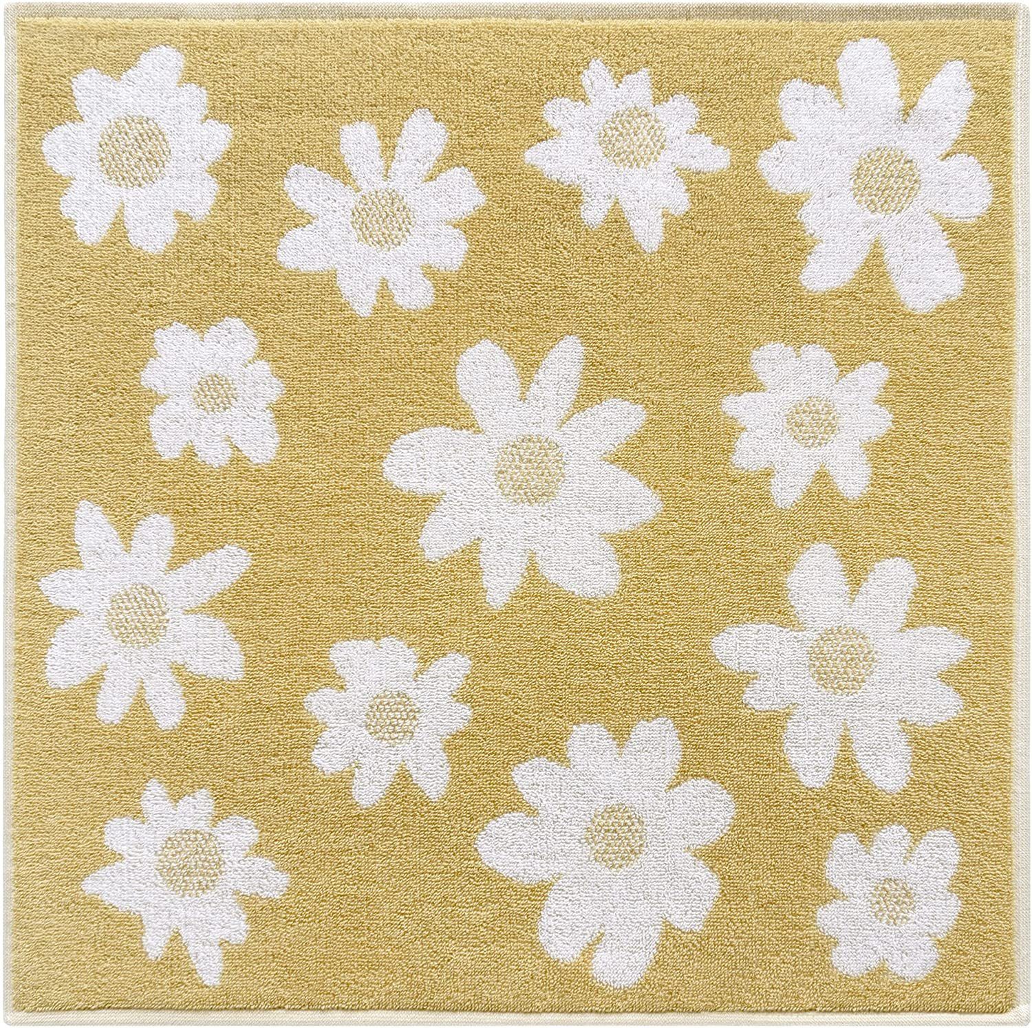 Lashuma Handtuch Set Blumen, Frottee, (4-tlg), 2x Geschirrhandtücher 50x70 cm - 2x Frotteetücher 50x50 cm gelb