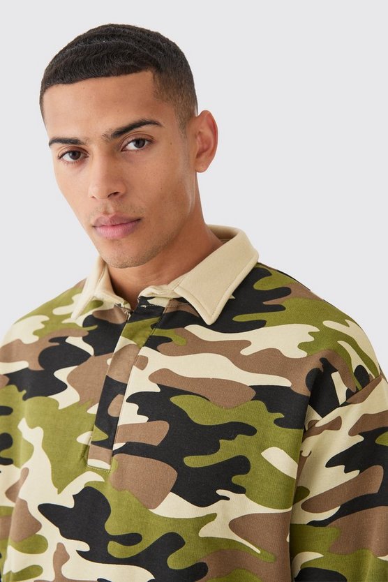 Oversize Camouflage Rugby-Poloshirt