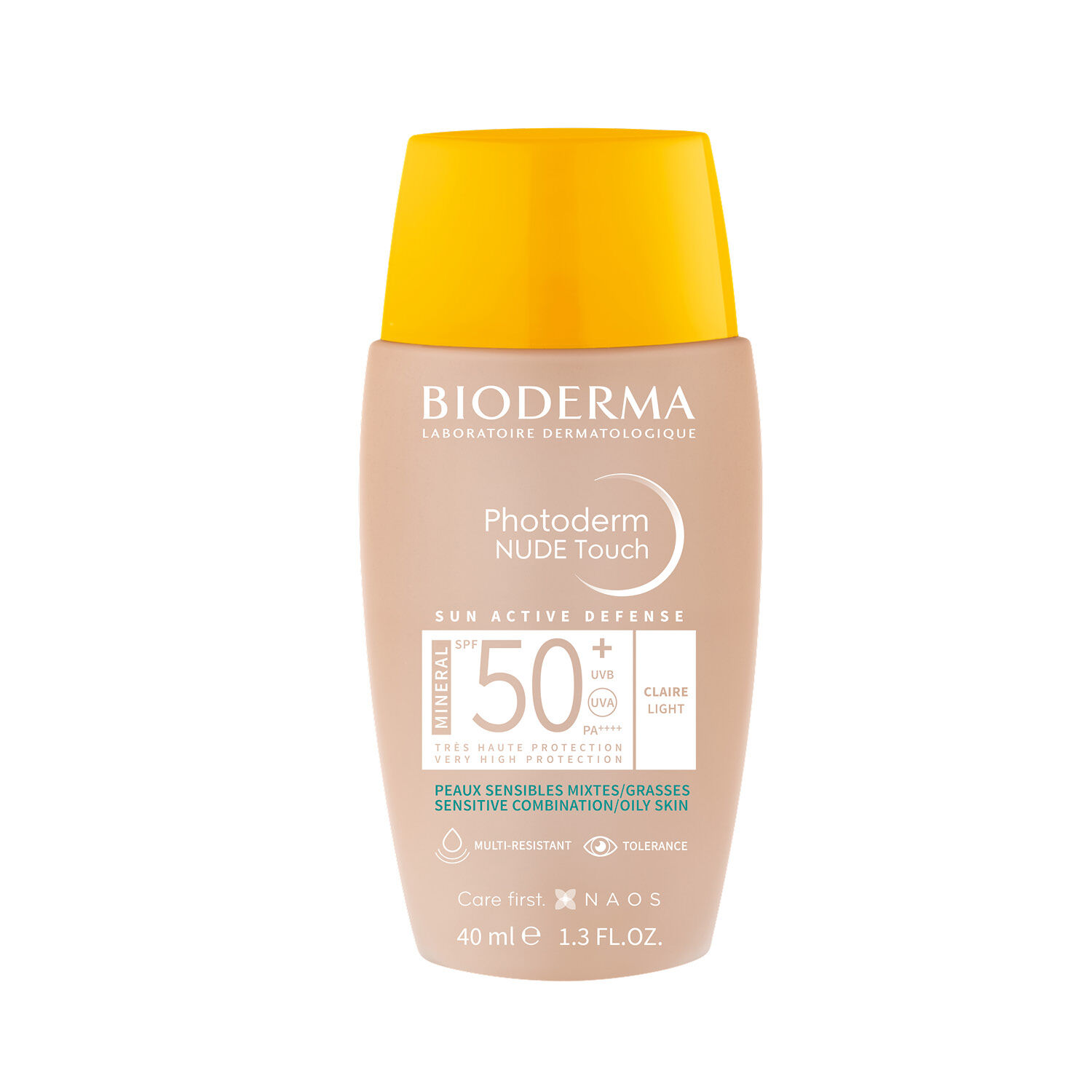 Bioderma Photoderm Nude Touch Soin Minéral Teinté Clair - Peaux Sensibles Mixtes/Grasses SPF50+ 40 ml