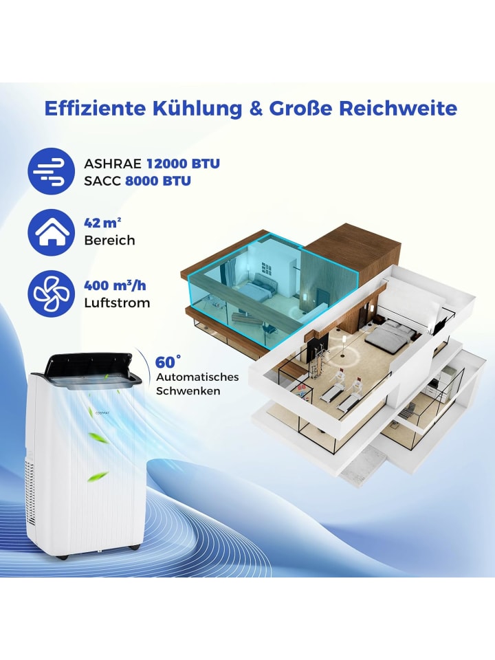 COSTWAY 12000 BTU 4-in-1 Klimagerät mit Heizung in Weiß günstig kaufen onesize