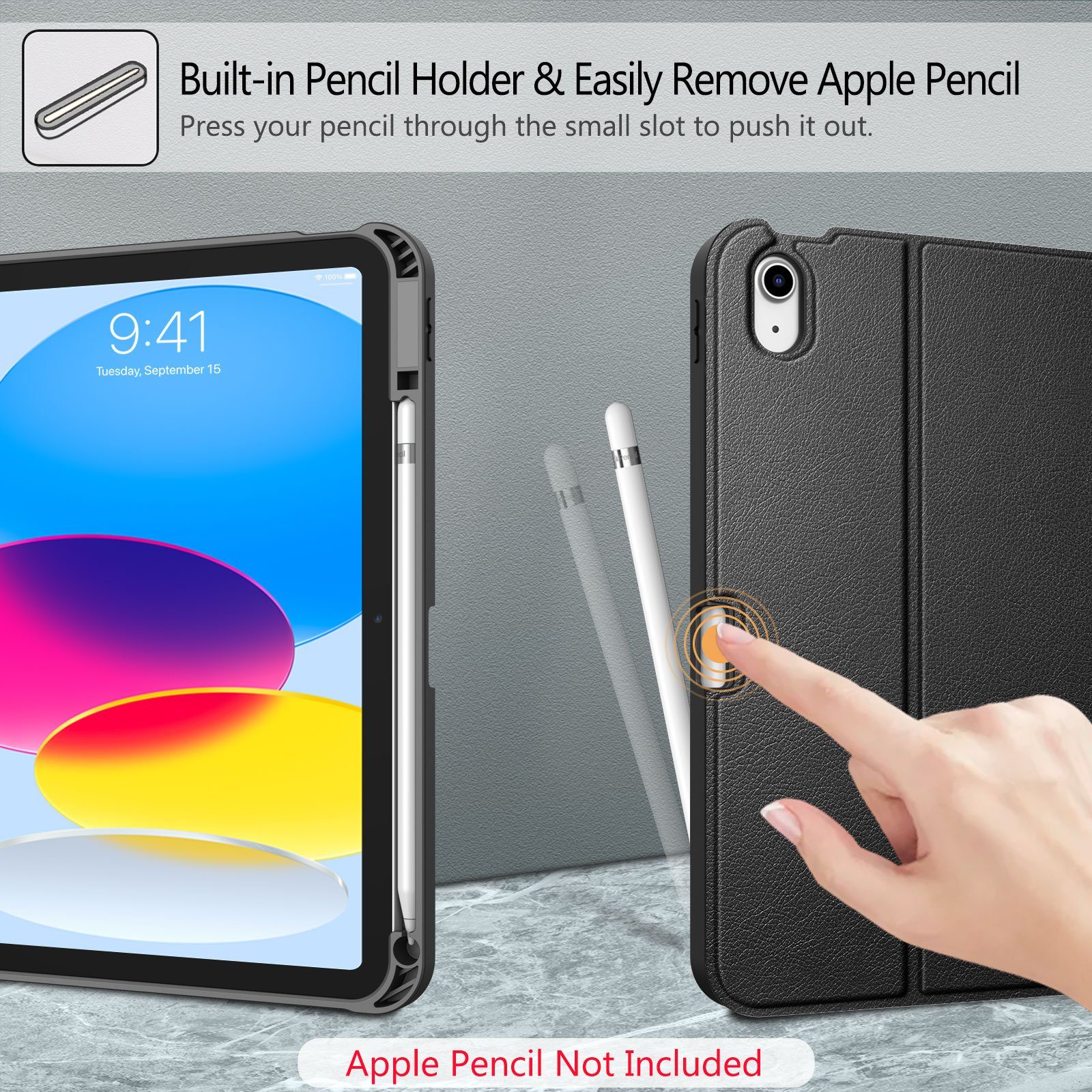 Fintie Tablet-Hülle Tastatur Hülle für iPad 10. Gen 2022 (10.9 Zoll), mit TPU Rückschale, Pencil Halter und magnetisch Abnehmbarer Tastatur mit QWERTZ Layout