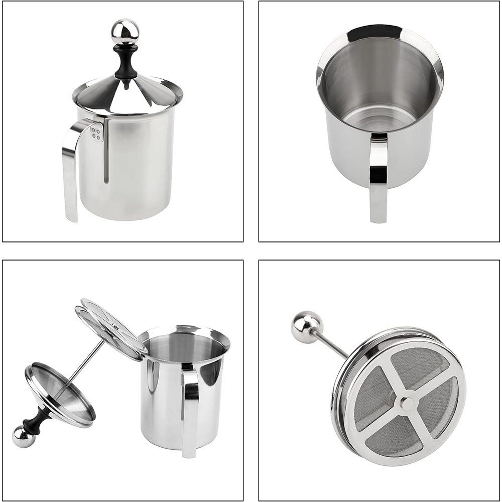 Zimtky Milchaufschäumer Edelstahl Double Mesh manuelle Milchaufschäumer, Milchaufschäumer