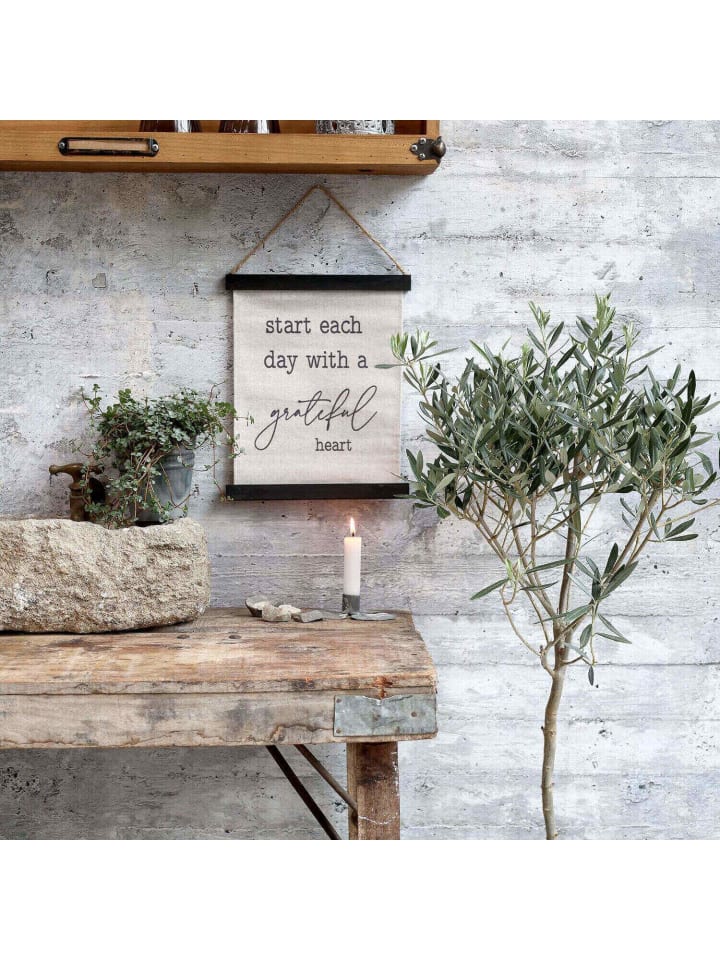 Chic Antique Leinwand Grateful in Beige | Schwarz günstig kaufen onesize