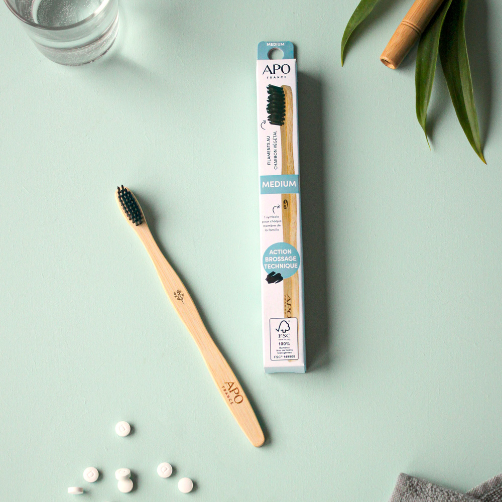 APO France BROSSE À DENTS BAMBOU ADULTE MEDIUM Brosse à Dents