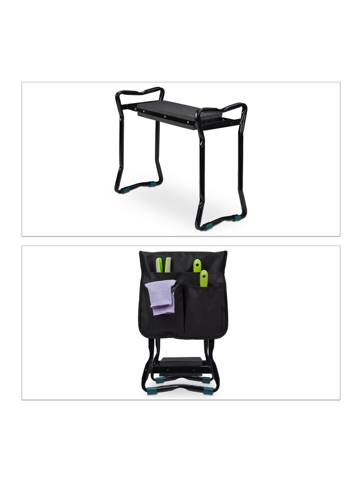 relaxdays Kniebank Garten in Schwarz - (B)60 x (H)50 x (T)27,5 cm günstig kaufen onesize