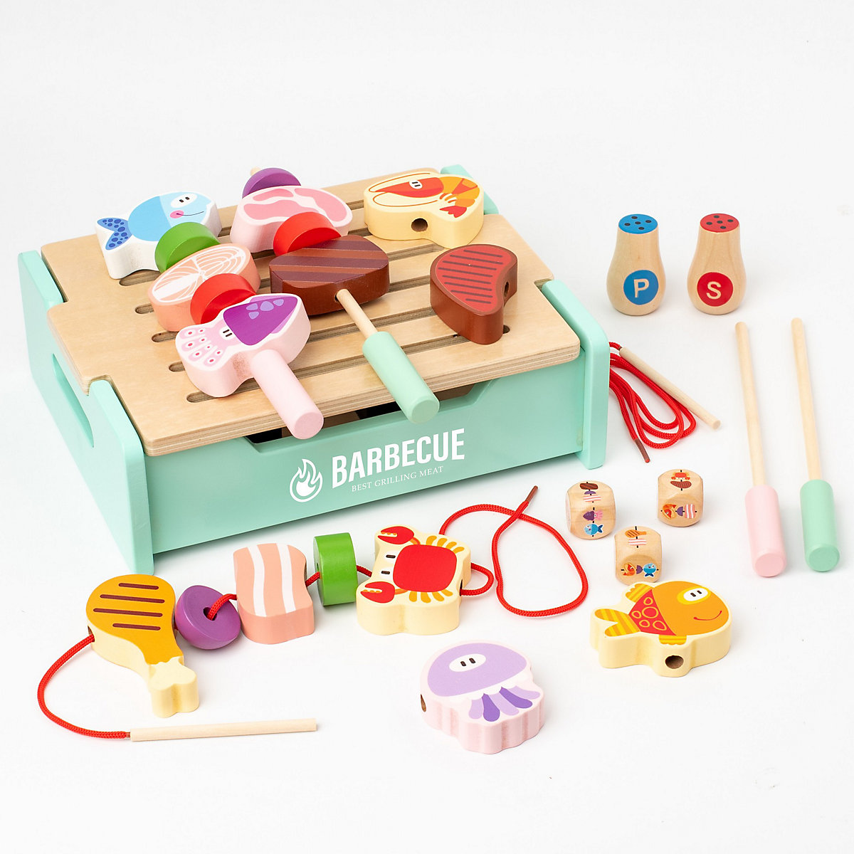 Simulierter Barbecue-Grill für Kinder Multifunktionales, farbenfrohes Holz