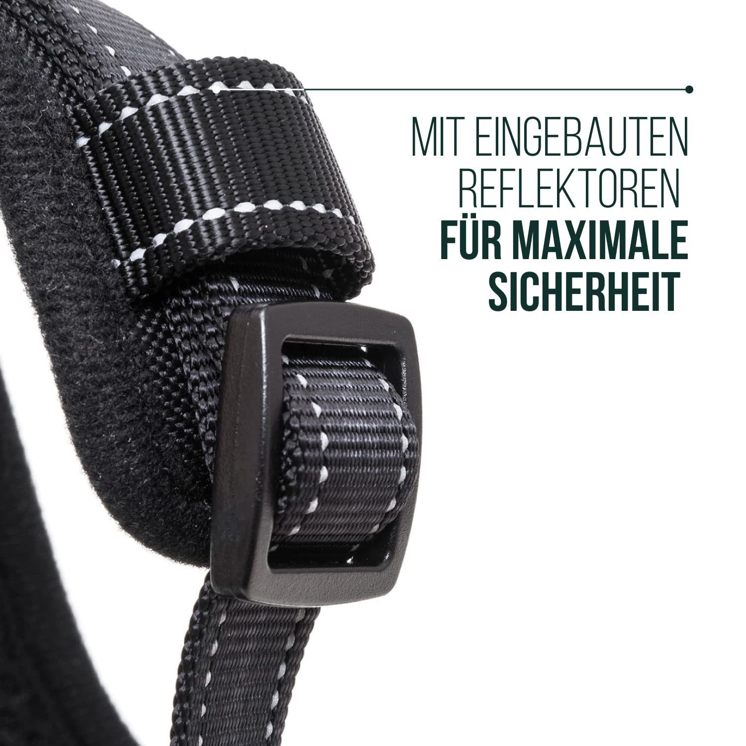 Happilax Hunde-Geschirr Gepolstertes & reflektierendes Hundegeschirr, Größe S, Schwarz S