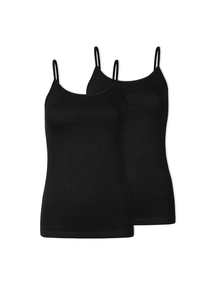 SNOCKS Spaghetti Top aus Bio-Baumwolle 2 Stück in Schwarz günstig kaufen