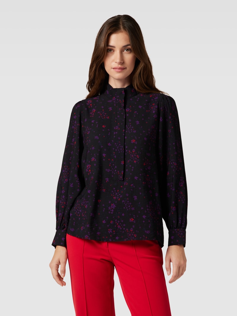 Blusenshirt mit floralem Muster in schwarz