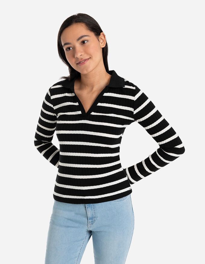 Langarm-Poloshirt - Baumwoll-Mix