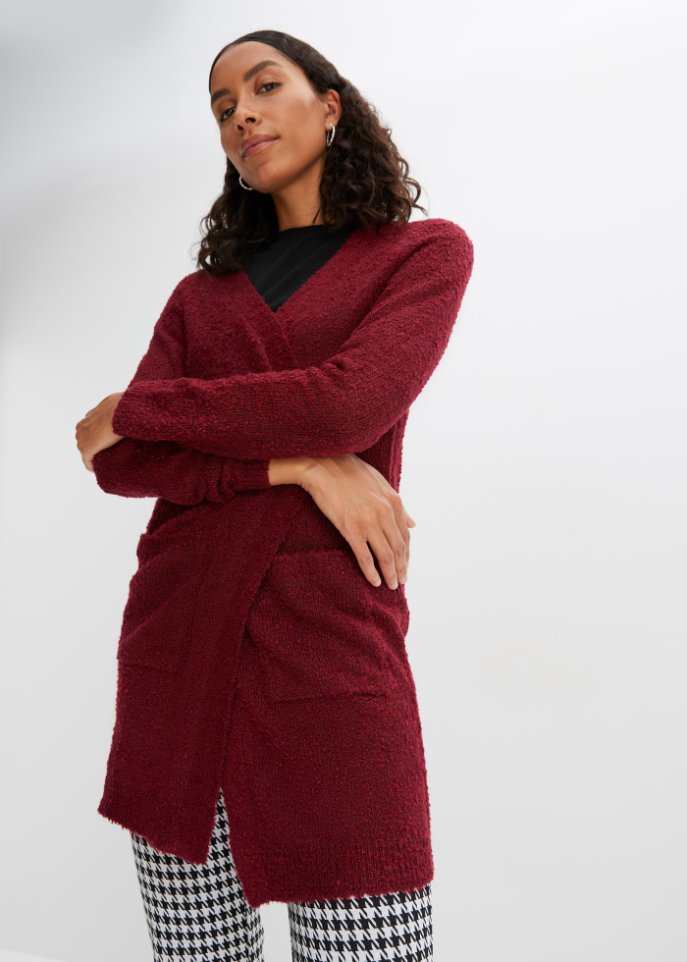 Boucle-Longstrickjacke