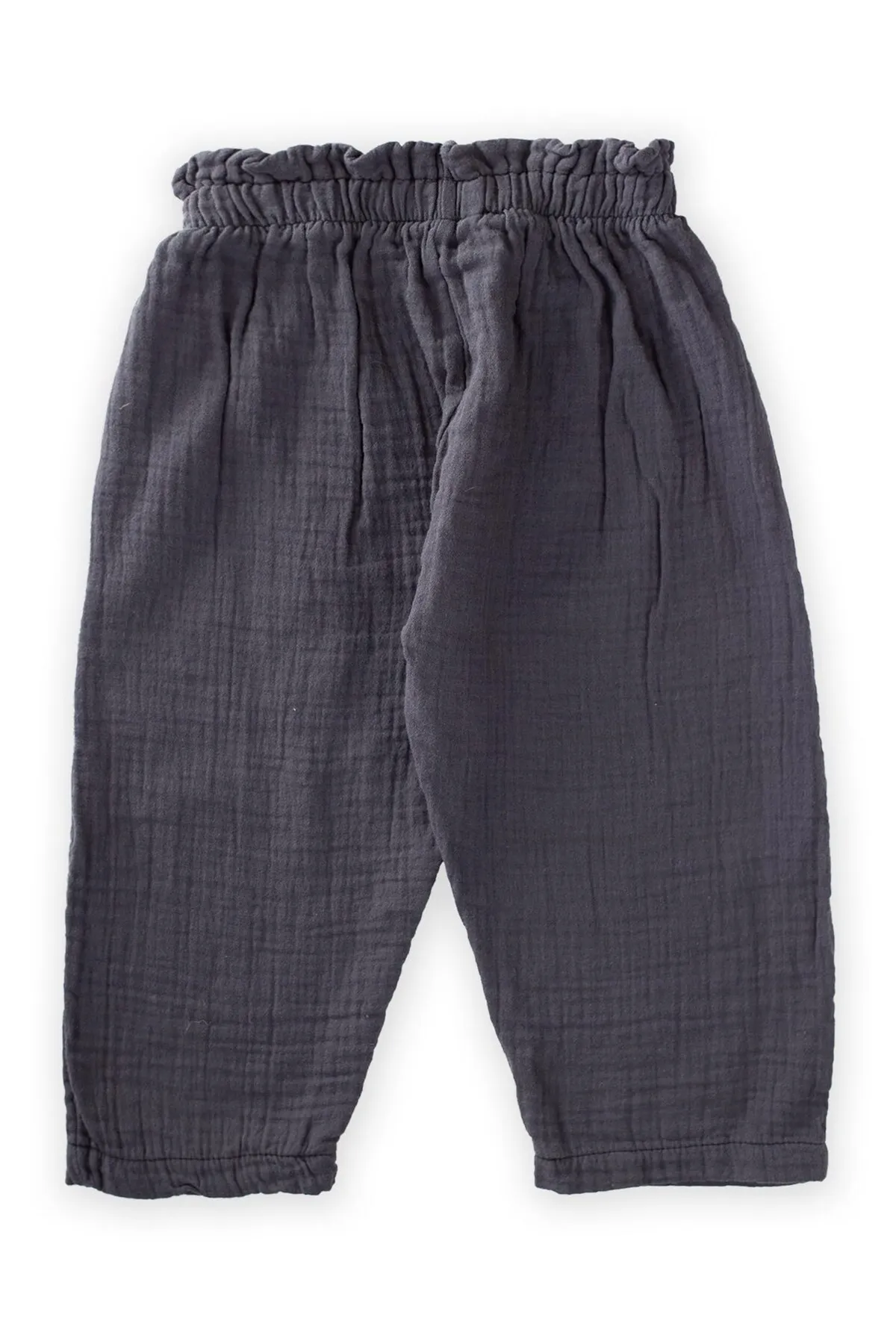Cigit  Weit geschnittene Musselinhose mit Bio-Taille und Rüschen, 1–8 Jahre, Anthrazit