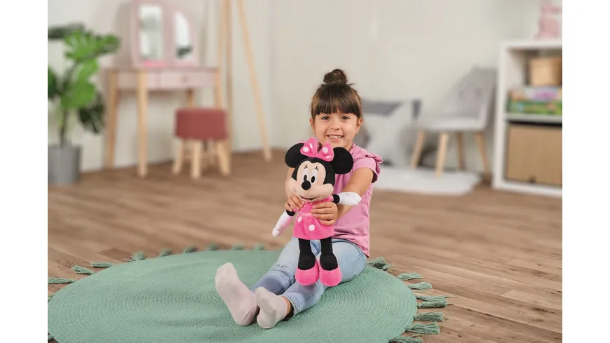 Simba -  Minnie Maus Plüsch Minnie pink, 35cm, Minnie mit pinkem Kleid