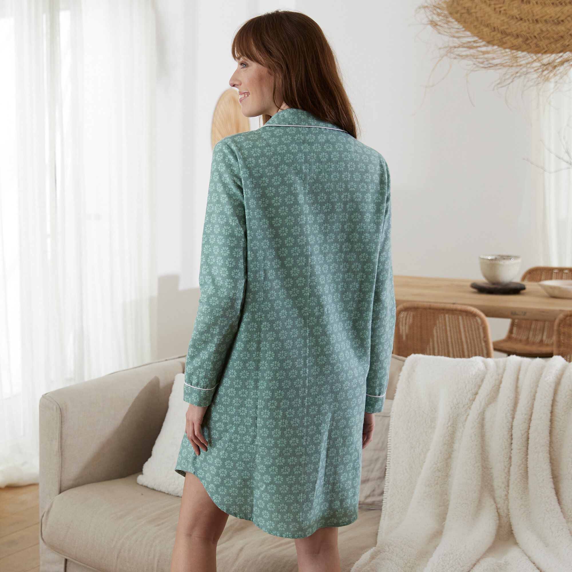 Chemise de nuit en pilou forme liquette imprimé 