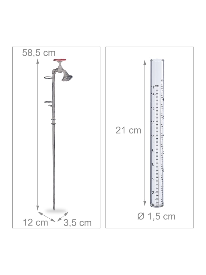 relaxdays Regenmesser Wasserhahn in Grau günstig kaufen onesize