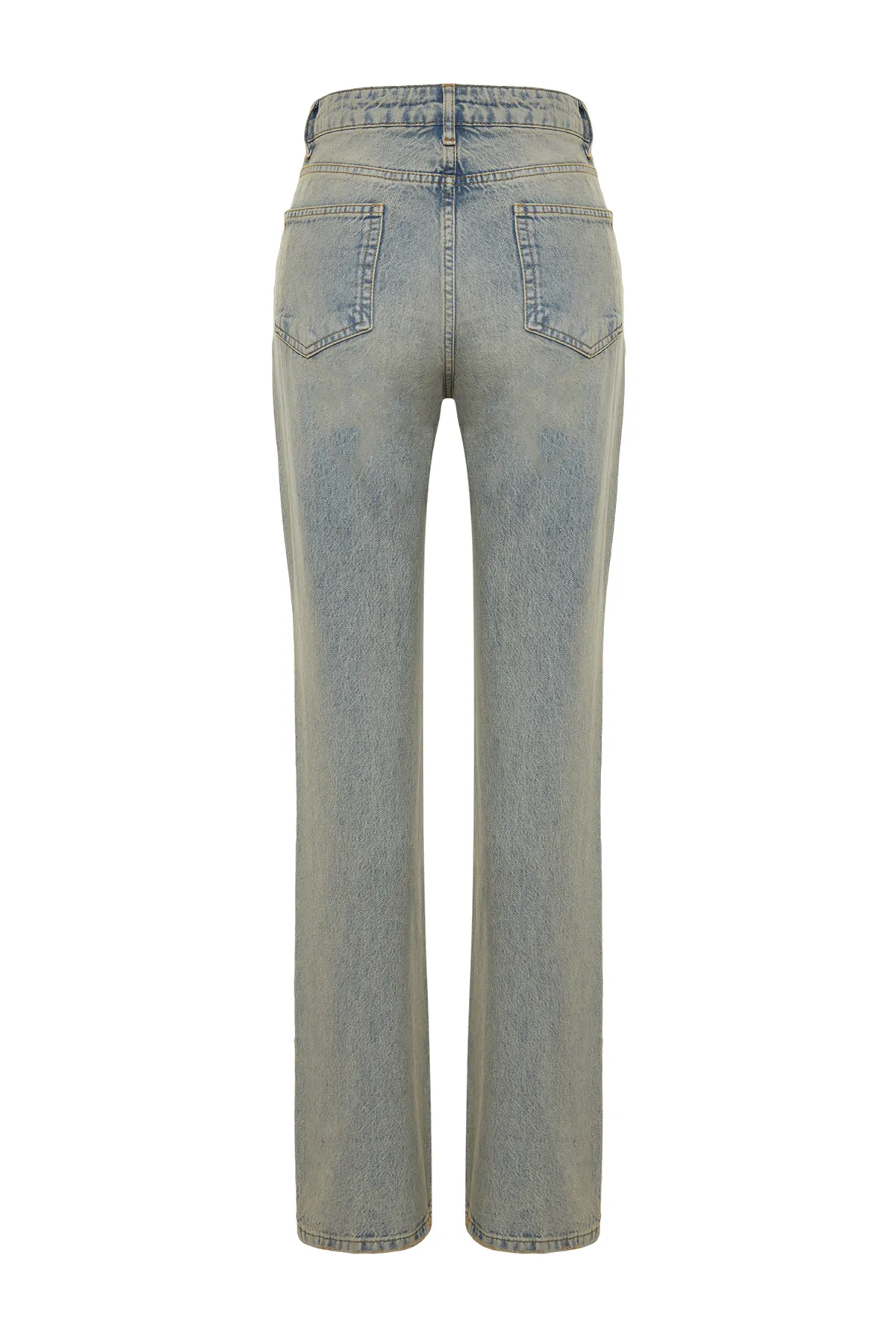 Trendyol Collection  Blaue Pale Eekt Vintage-Jeans mit niedriger Taille und weitem Bein TWOSS24JE00032