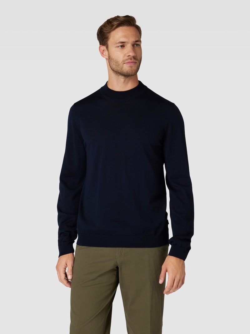 Strickpullover mit Rundhalsausschnitt Modell 'Bjarno' in marineblau