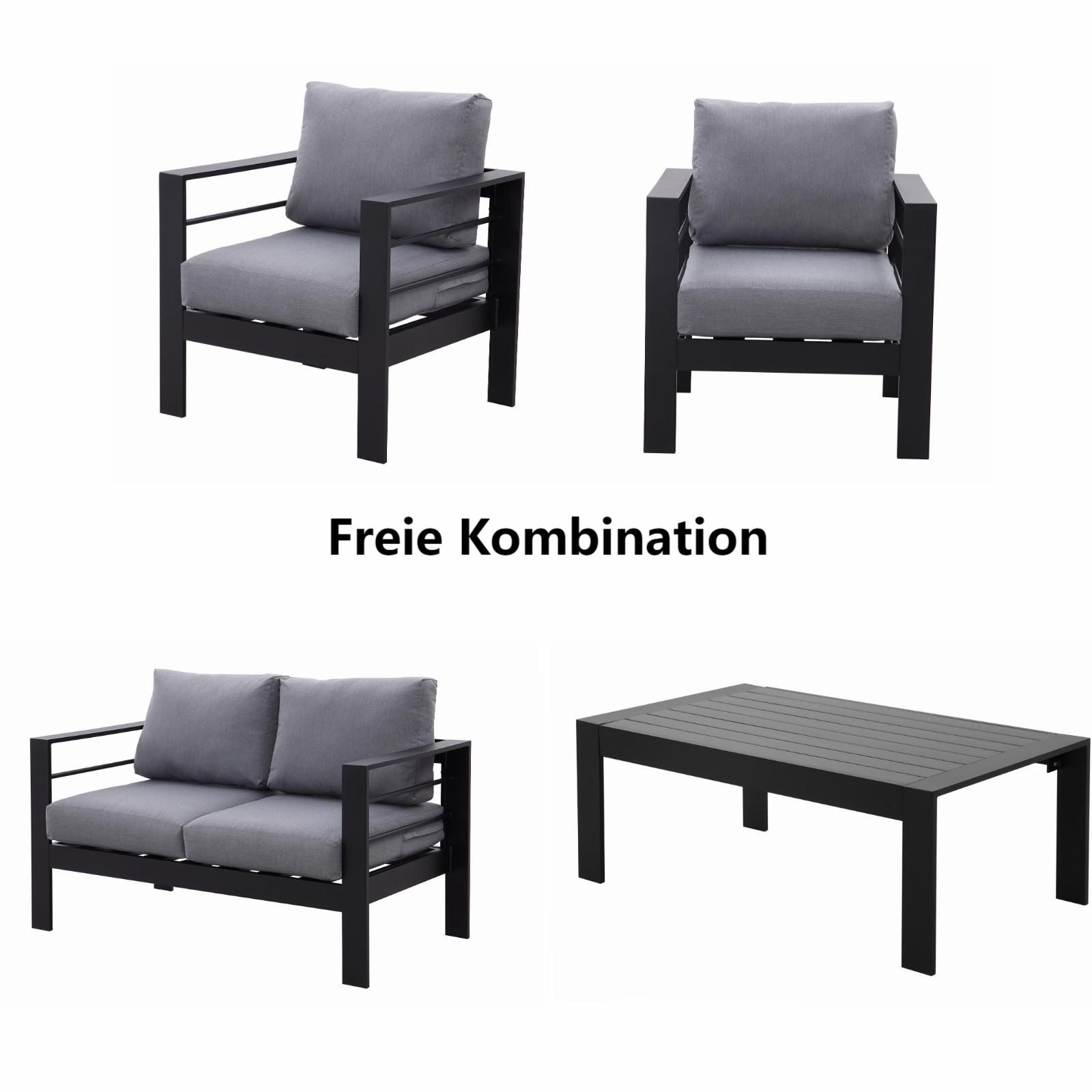MeXo von GLP HOME Balkonset Minimal-Art, Modisches Alu-Möbel Set, Sofa separat erhältlich können, (Gartengarnitur mit Kaffeetisch, 12-tlg)