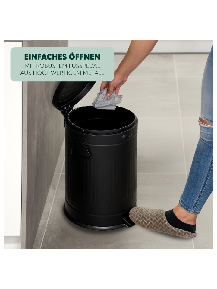 eluno Abfalleimer VINTAGE, Treteimer, 20 Liter Fassungsvermögen aus schwarzem Metall günstig kaufen onesize