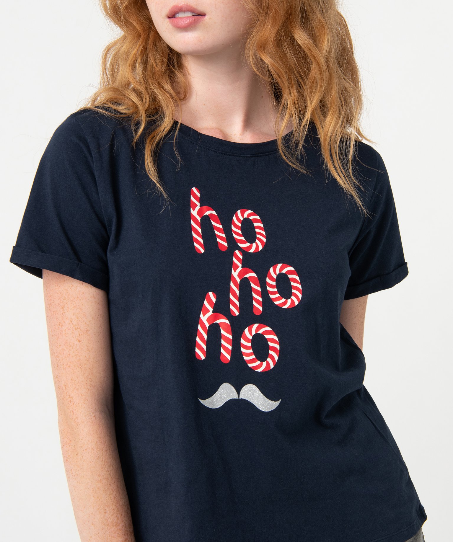 Tee-shirt femme à manches courtes spécial Nol bleu | GEMO