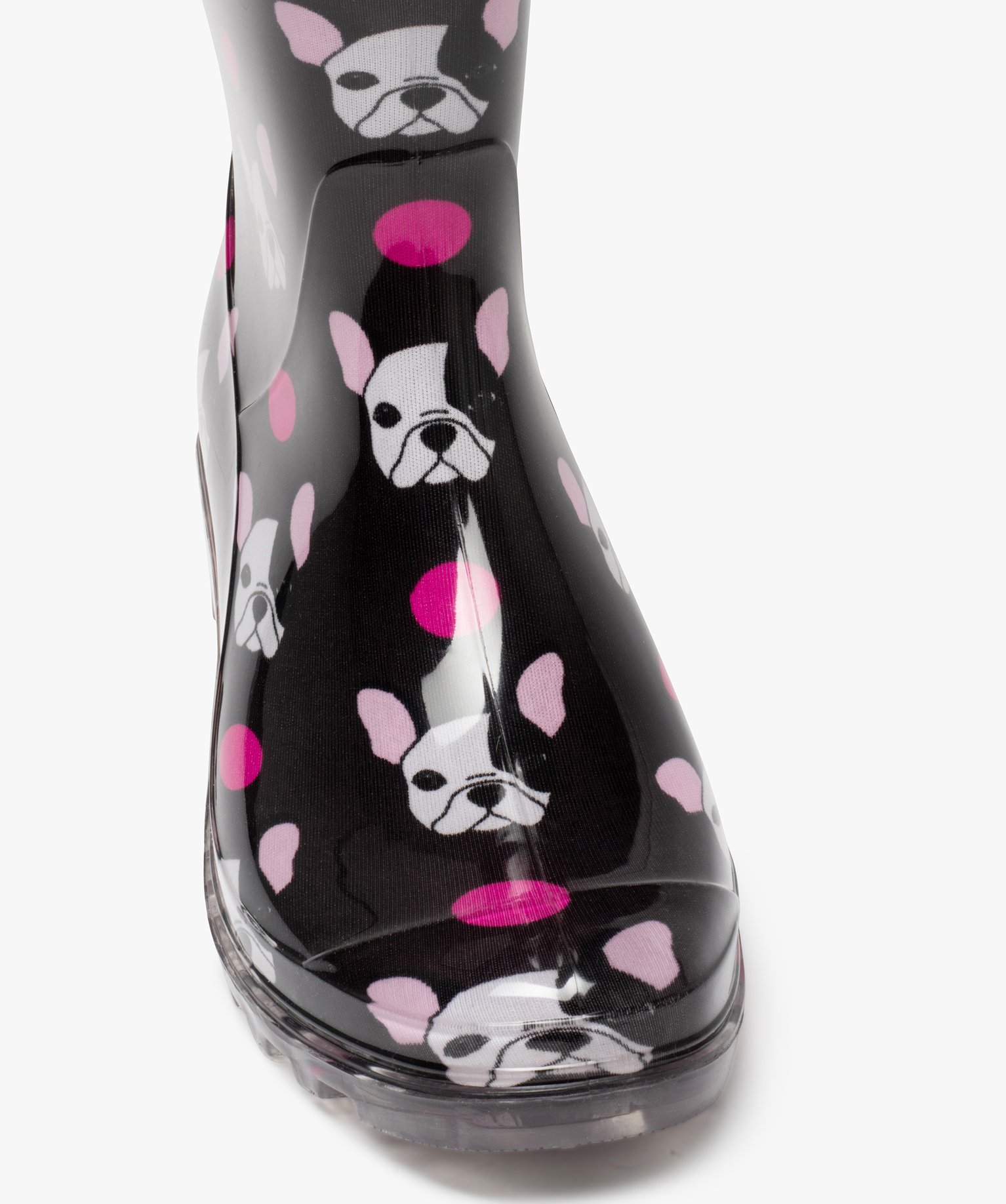 Bottes de pluie femme fantaisie imprimées chiens noir | GEMO