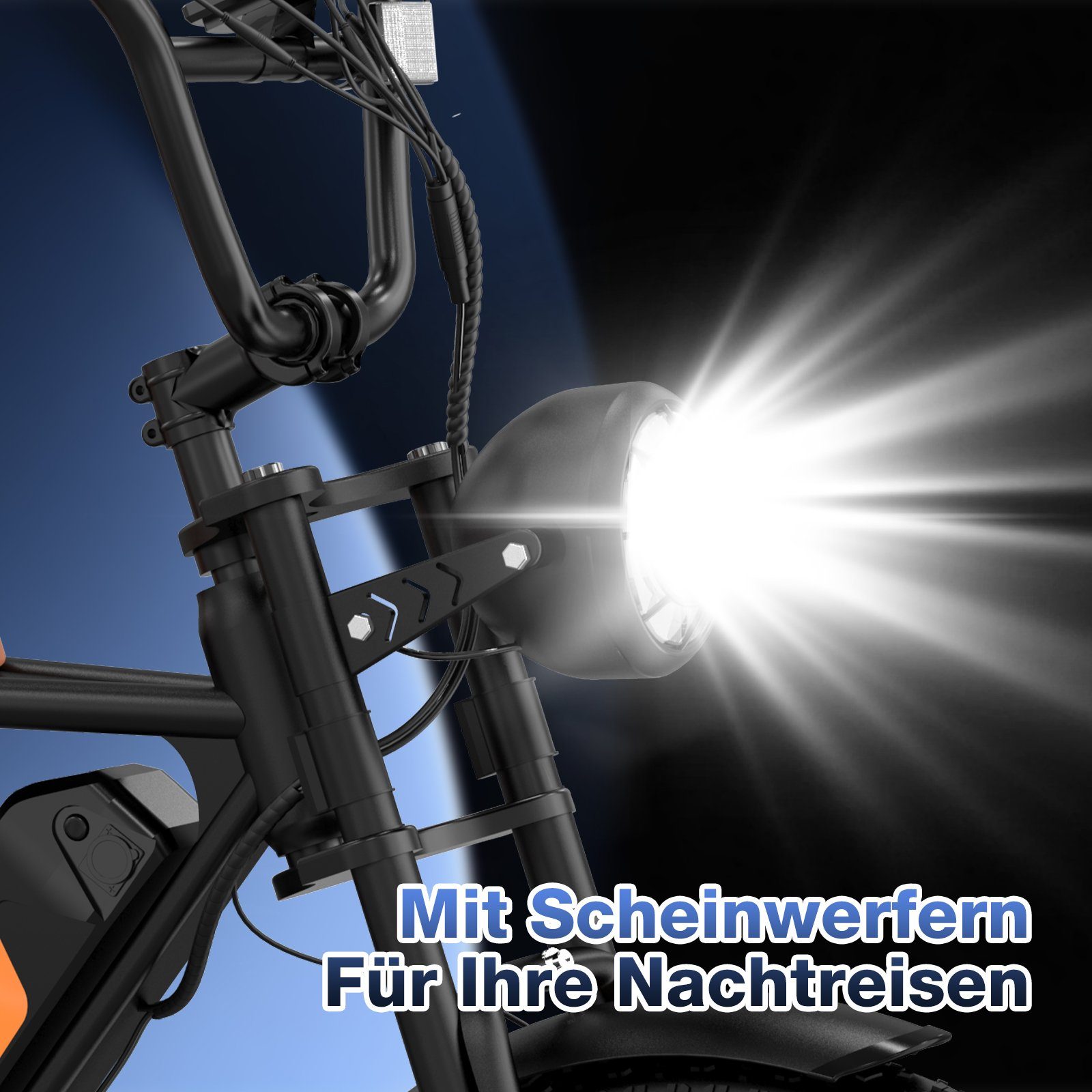 COLORWAY E-Bike 20 Zoll 4.0 Fat Reifen, 250W Motor 48V 15Ah MTB E-Motorrad Shimano, 7 Gang, Heckmotor