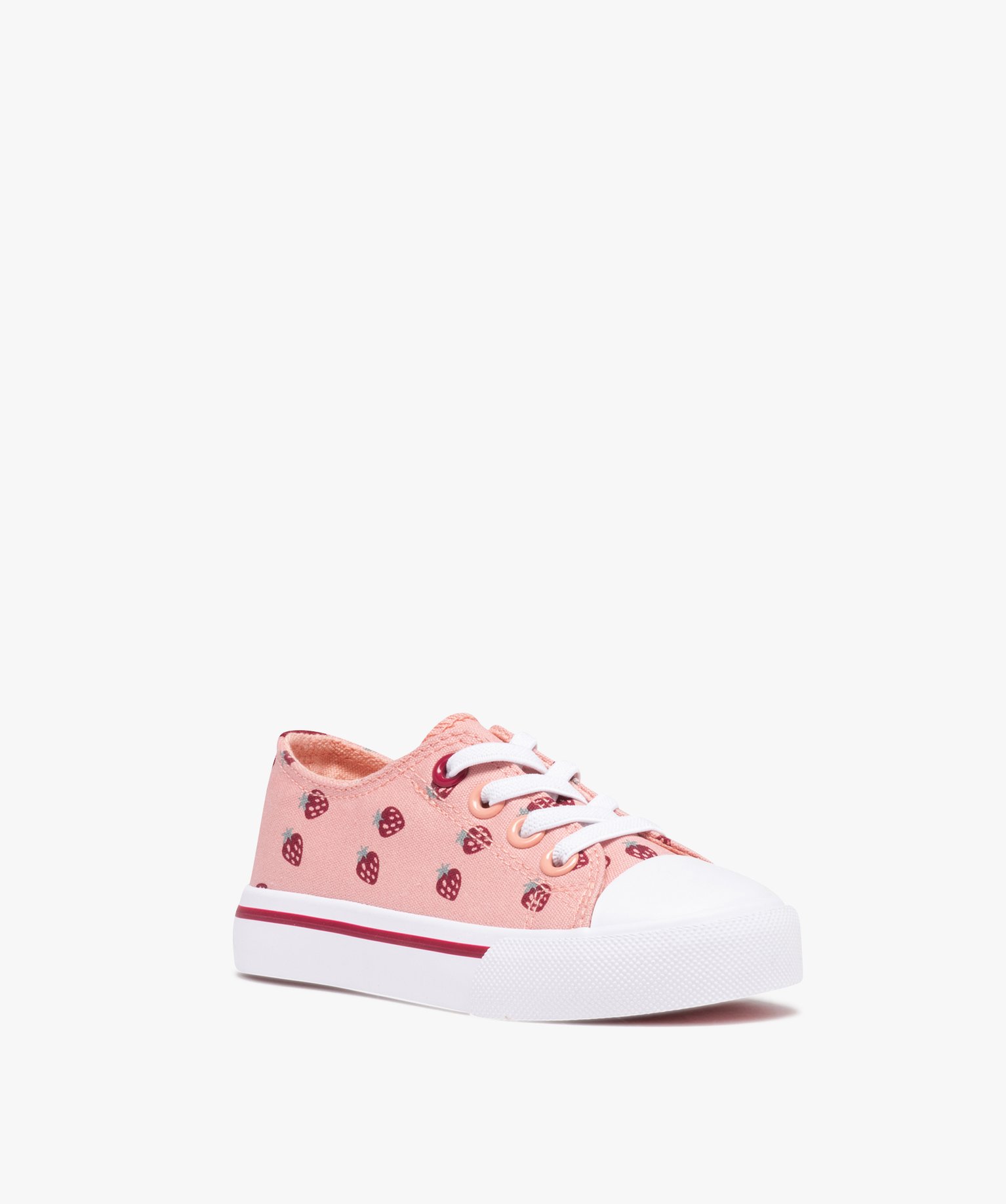 Tennis fille en toile imprimée fermeture lacets élastiques rose | GEMO