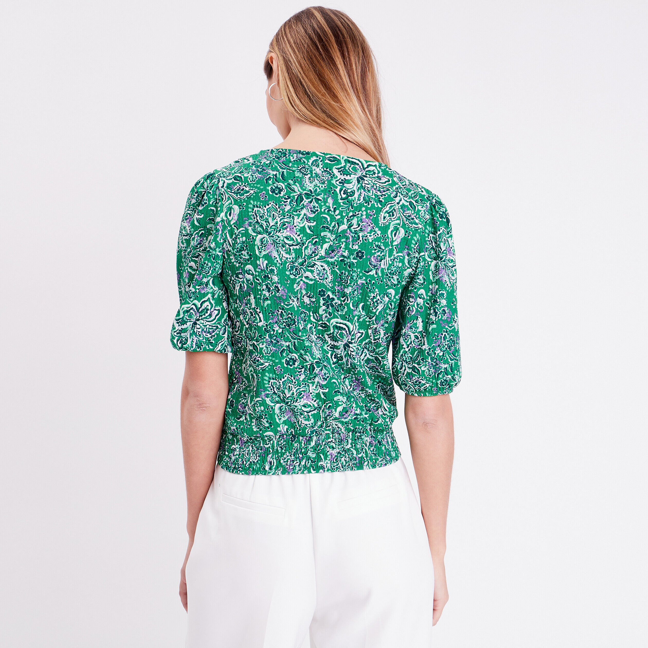 Blouse avec boutons au col vert femme | Cache Cache