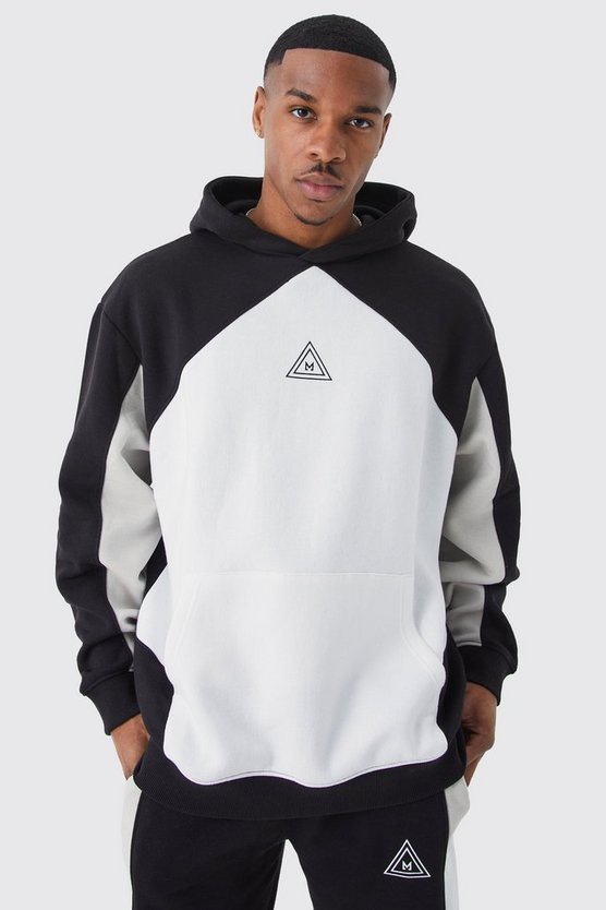 Oversize Colorblock Hoodie mit Logo