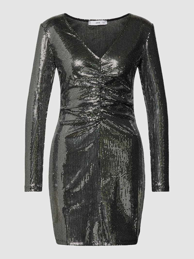 Minikleid mit Allover-Paillettenbesatz Modell 'XVANE' in silber