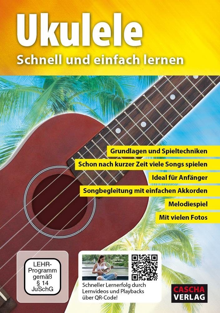 Cascha Ukulele Linde, Bundle, komplett mit Tasche,Stimmgerät, 3 Plektren und Lernbuch