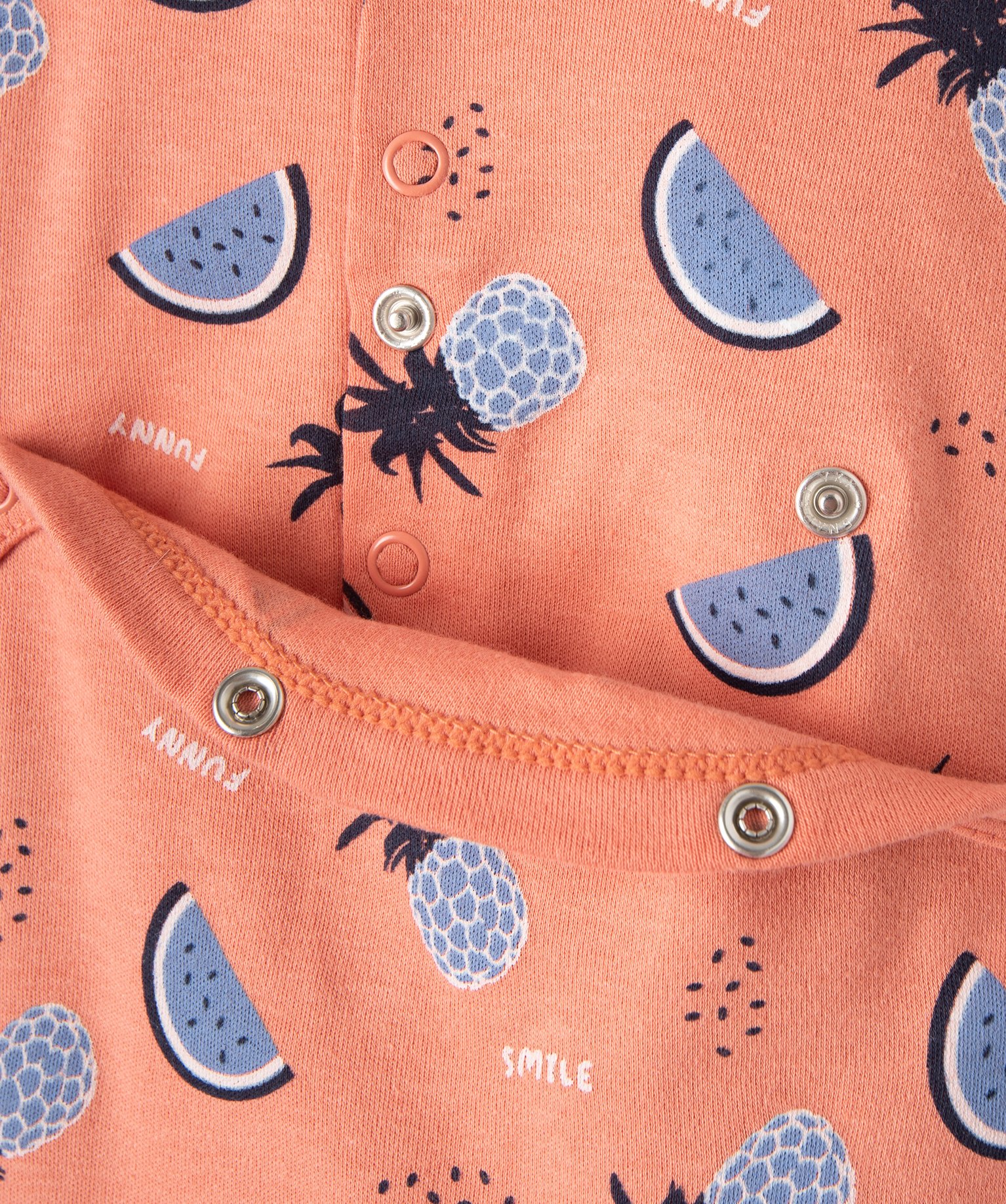 Pyjama bébé à motifs fruits exotiques fermeture pont dos orange clair | GEMO