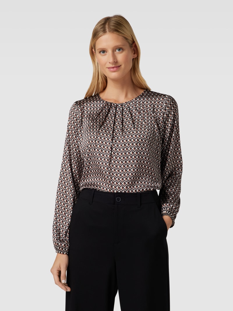Bluse mit Allover-Muster in schwarz